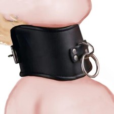 PU Leather Posture Neck Collar with O Ring Corset Bondage Restraint Cocker BDSM