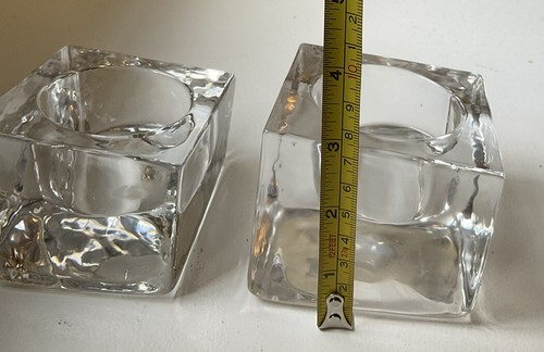 Kosta Boda Ice Cube Block Votive/Tealight Candle Holder Swedish Clear Crystal - Picture 6 of 7