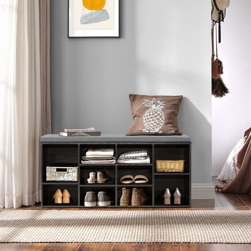 Shoe Bench Storage Bench 10 Compartments Shoe Organizer with 3-Tier Shoe Rack - Picture 10 of 22