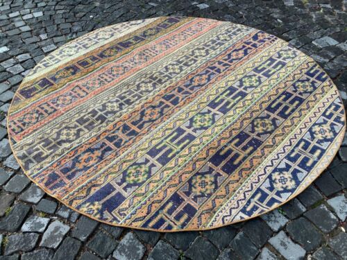 Circle Area Rug, Patchwork Rug, Handmade rug, Area rug, Wool, Carpet | 6,7 ft - Picture 1 of 10