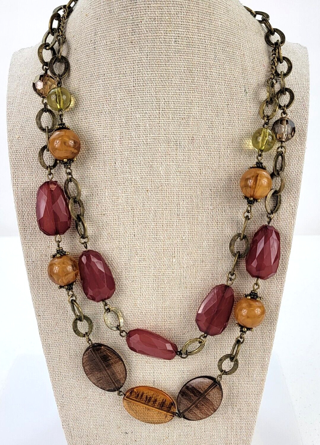 Ruby Rd. Brass Tone Double Chain Multicolor Faux … - image 1