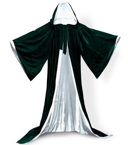 Velvet Hooded Cloak Gothic Vampire Wicca Robe Medieval Larp Cape Unisex Adult AA - Picture 7 of 16