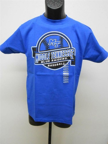 NEW Middle Tennessee State Blue Raiders Baseball YOUTH Sizes S-M-L-XL Blue Shirt - Picture 2 of 7