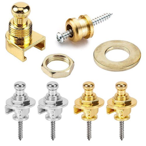 Silver Gold Electric Guitar Strap Button Lock Pins Pegs Fr Acoustic Bass Ukulele - Picture 4 of 14