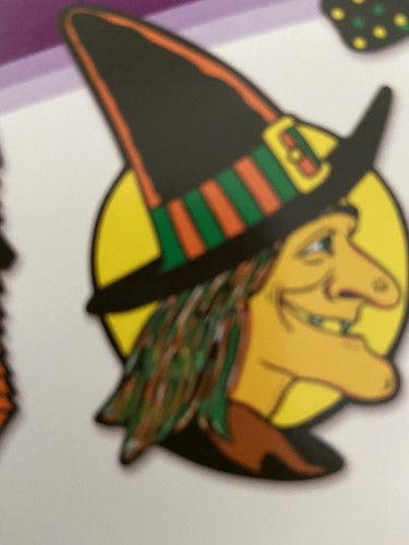 VINTAGE HALLOWEEN RETRO BEISTLE 4 CT CUTOUTS 8.75"-9.25"HAUNTED HOUSE WITCH (b1) - Picture 4 of 7
