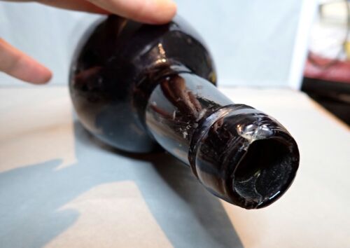 Wein Spirituosenglas Flasche antik hoch dunkel Glasflasche konkaver Boden - Bild 4 von 8