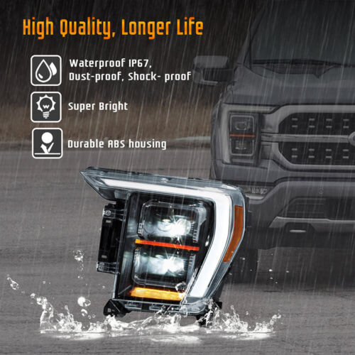 VLAND Full LED Projector Headlights For 2021-2023 Ford F-150 Front Lamps A Pair - Picture 9 of 12