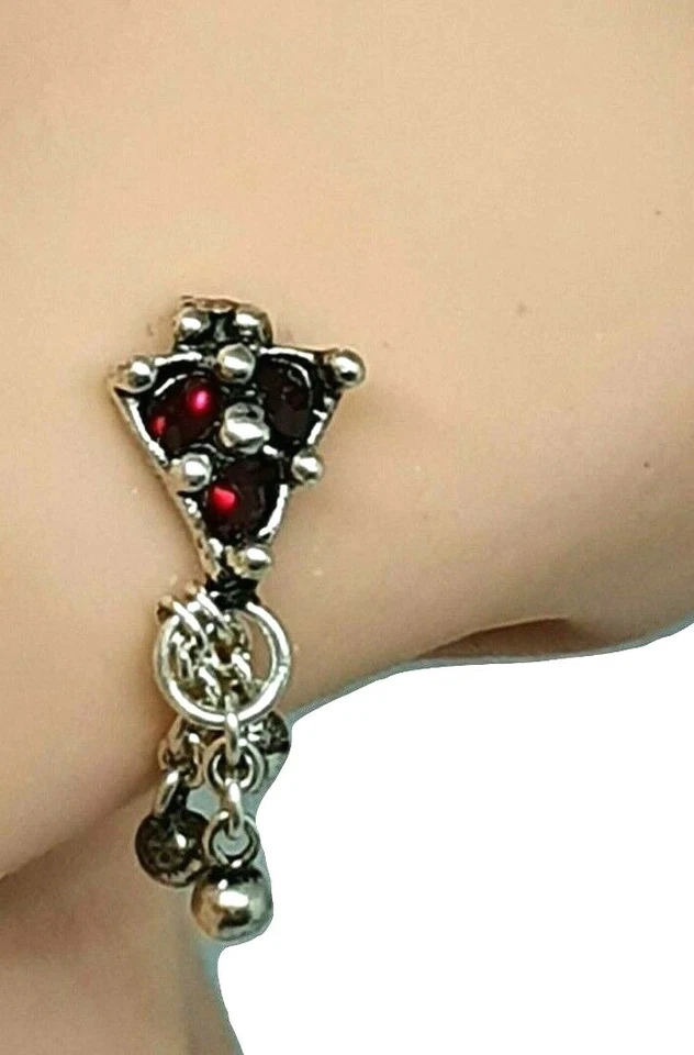 Borchia naso esotica rosso rubino argento catena a 3 sfere 20 g (0,8 mm) 6 mm... - Immagine 4 di 4