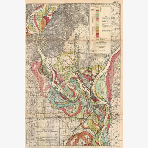 Antiguo cinturón de meandro del río Mississippi; valle aluvial; mapa antiguo LSU, 1941 - Imagen 1 de 11