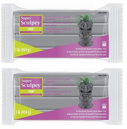 M02370x2-FS MOREZMORE Super Sculpey FIRM Sculpting Grey Polymer Clay 2 lb