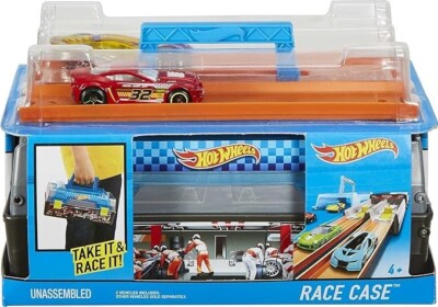 Hot Wheels Race Case Track Set With 2 Cars + Carrying Case ~NEW