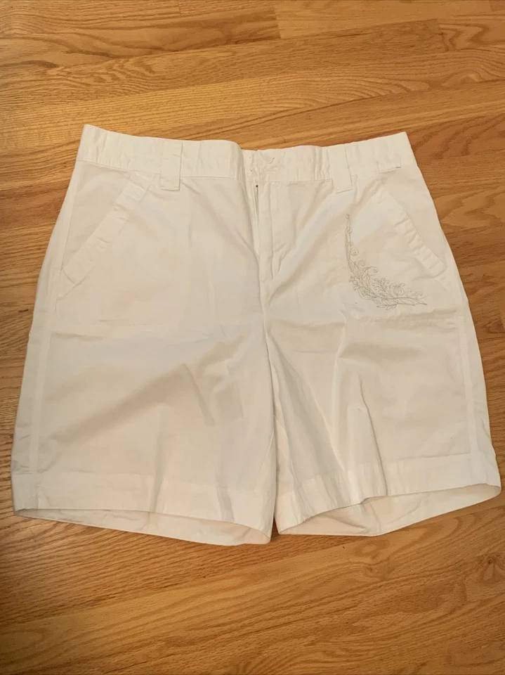 BASIC EDITIONS Paisley Floral Embroidery Pocket Khaki Shorts Size XL ❤️cb15m4 - Image 2 of 4