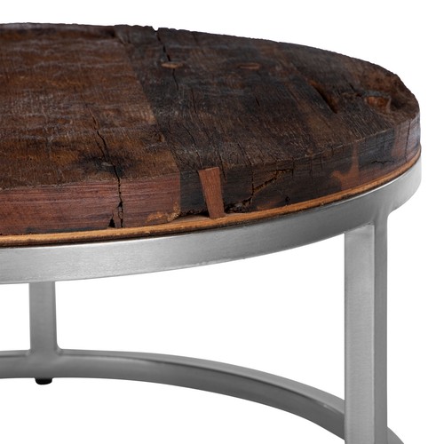 Mesa de centro redonda Ø 70 x 35 cm de madera acacia natural de WOMO-DESIGN® - Imagen 4 de 6