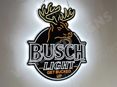 Deer Buck Get Bucked Up Hunting Beer Lager 20'' Vivid LED Neon Sign Bar Decor