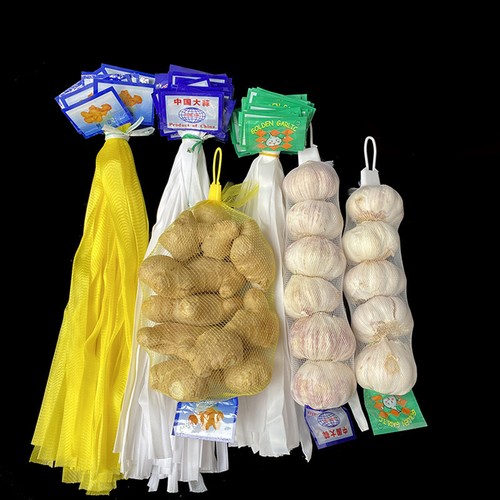 100pz Sacchetti Rete Plastica Aglio Zenzero Imballaggio Rete Sacchi con Fibbie per Mercato - Foto 2 di 15