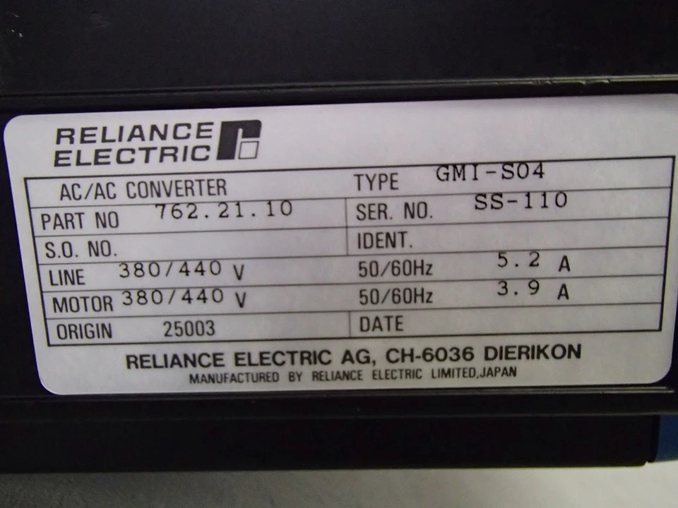 7622110 - RELIANCE ELECTRIC - 762.21.10/GMI-S04 Converter AC/AC Used - Image 3 of 3