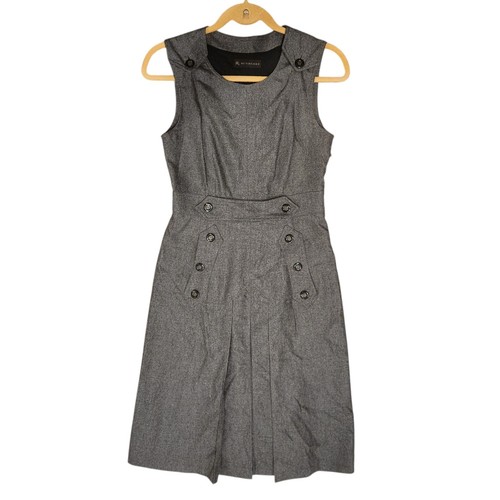 Burberry Virgin Wool Sleeveless Gray Pleated Minimalist Dress Sz 40 US 10 GUC