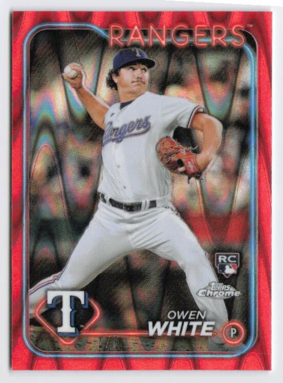 2024 Owen White Rookie Card Topps Chrome Red Raywave /5 #211 Texas Rangers