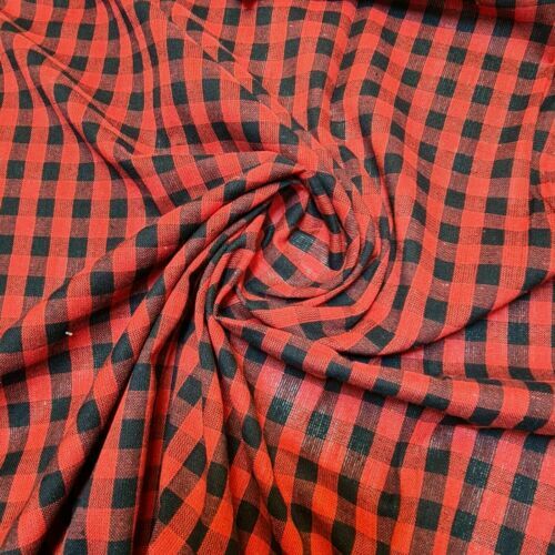 *Clearance* Luxury Gingham Check 100% Cotton Linen Woven Material Fabric 44" - Picture 42 of 103