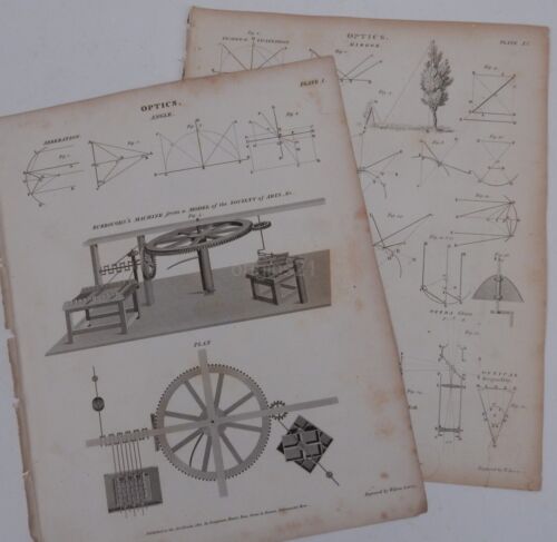 Deux gravures GÉORGIENNES 1820 - OPTIQUE Burroughs's Machine - Diagrammes MIROIR - Photo 1 sur 5
