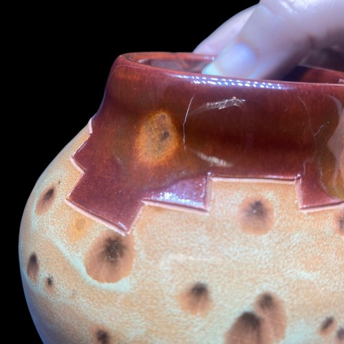 ESTA BAIN Ceramic Clay Pot Vase Native American Pueblo Signed Small Orange Red - Picture 14 of 15