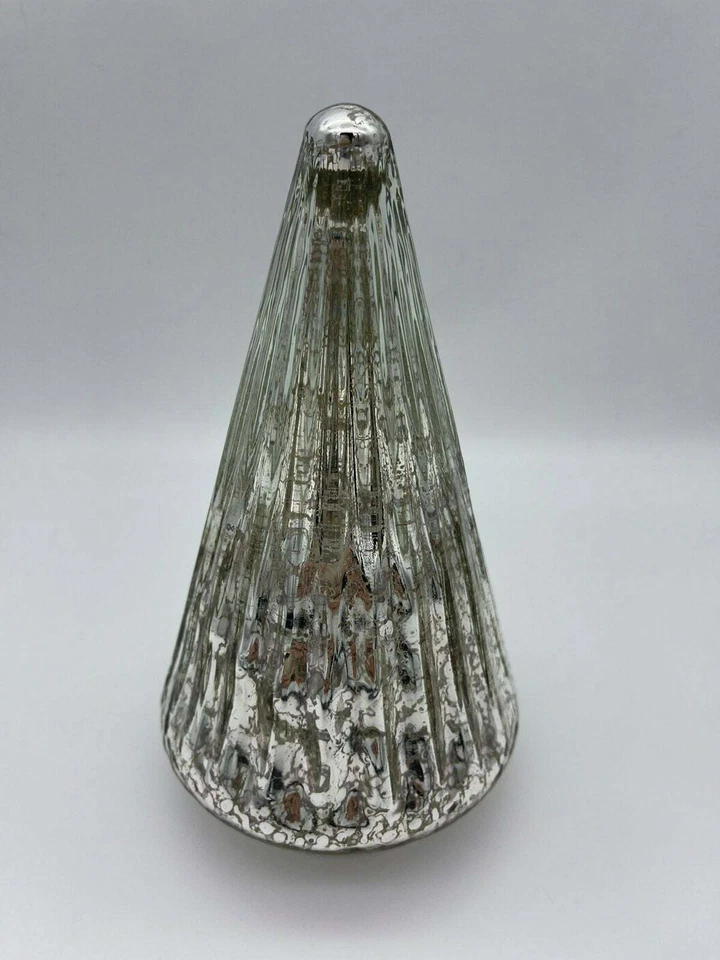 7.8" Ganz Lit Glam Mercury Glass Light Up Christmas Cone Tree Table Lamp Decor - Image 4 of 4