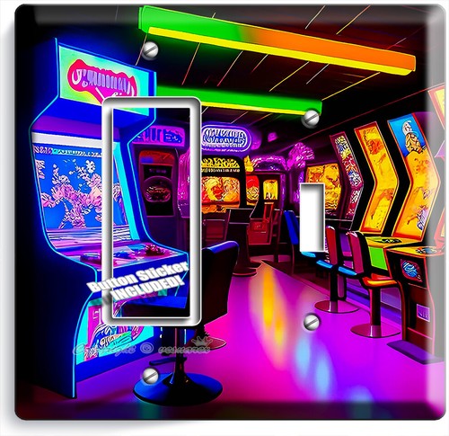COLORFUL RETRO ARCADE MACHINES LIGHT SWITCH OUTLET WALL PLATE GAME ROOM HD DECOR - Picture 27 of 34