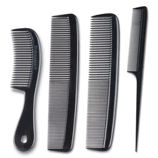 Mars Wellness 4 Piece Professional Comb Set Black - USA MADE - Fine Pro Tail ...