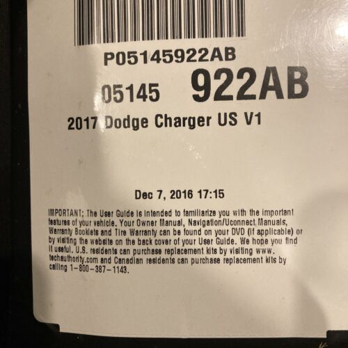 New 2017 Dodge Charger User Manual Owners Guide SRT 392/SRT Hellcat Included - Foto 4 di 4