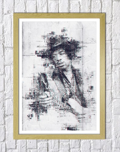 JIMI HENDRIX 4 - LONA ENMARCADA PROFUNDA BOCETO DE PARED ARTE IMAGEN PAPEL IMPRESIÓN - GRIS - Imagen 16 de 17
