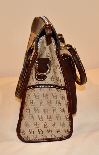 Dooney & Bourke Authentic Large Leather & Fabric Handbag Two Outer Pockets - Picture 12 of 12