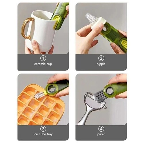3 in1 Detail Cleaner Bottle Cleaning Brush Car Straw Tube Cup Lid Crevice - Picture 6 of 9