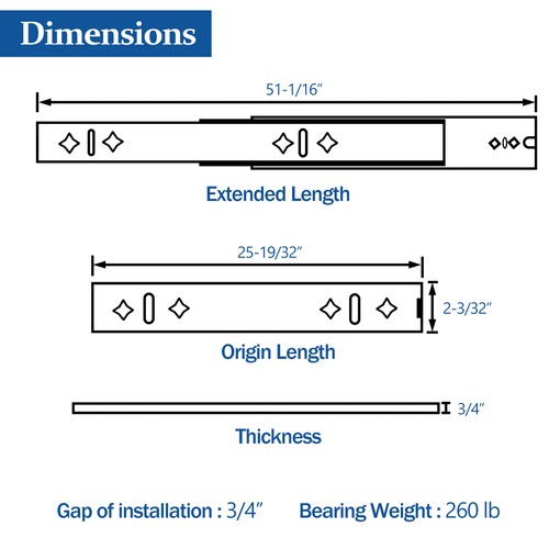 Heavy Duty 18-40"Drawer Slides with Lock Full Extension 300Ib Ball Bearing 1Pair - Picture 17 of 24