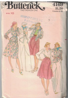 4169 UNCUT Vintage Butterick SEWING Pattern Misses Shirt Skirt Pants ...
