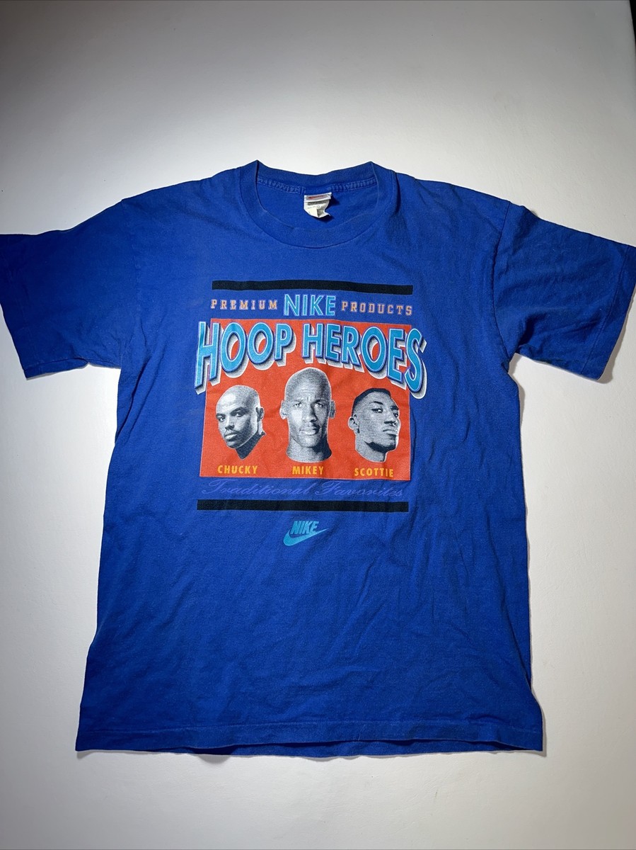 Vtg 90's Nike Hoop Heroes Barkley Jordan Pippen T-Shirt Size Large