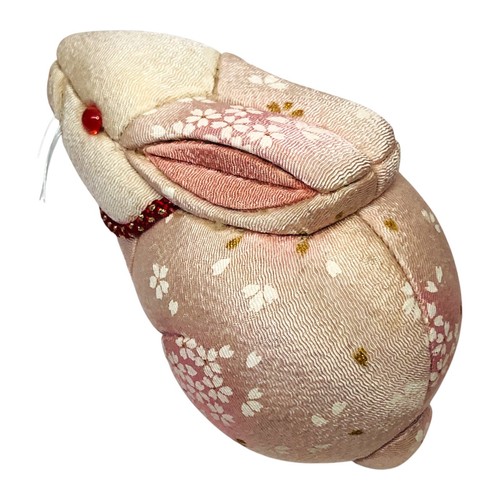 Japanese Kimekomi Doll Zodiac Rabbit Craft Sakura Pink Okimono Lucky Decor R11 - Picture 11 of 14