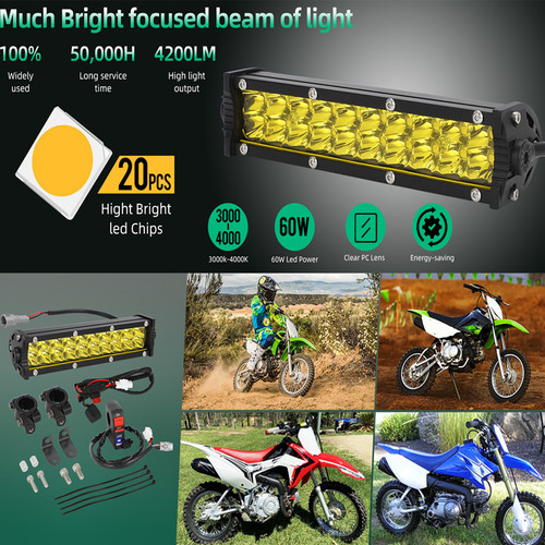 Plug-n-Play Led Headlight Light Bar Lighting Kit For Kawasaki KLX110 2013-2022 - Picture 4 of 8