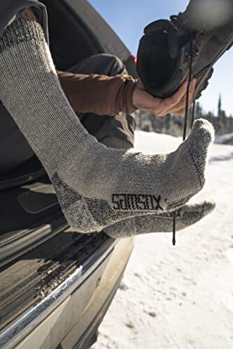 Merino Wool Boot Socks, Made in USA, Heavyweight with Full Cushion, Large - Picture 6 of 6