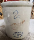 ANTIQUE VINTAGE RED WING TWO (2) GALLON STONEWARE CROCK FOUR INCH WING 1906-1915