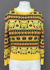 Pokemon Pikachu Sweater Medium Yellow Fair Isle Knit Ugly Christmas Holiday
