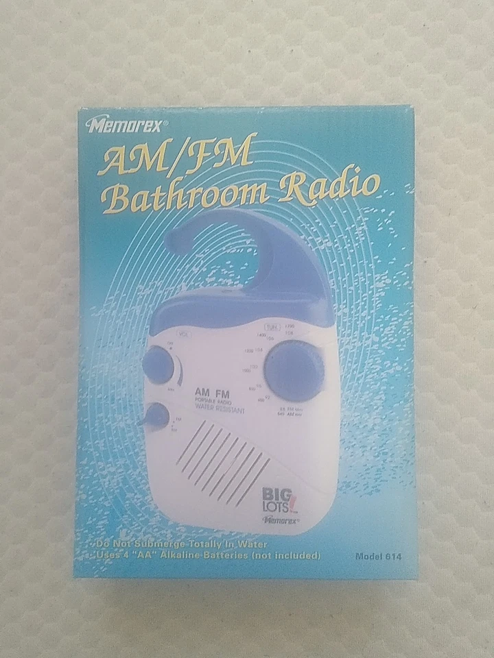 New In Box Bathroom Radio Water Resistant Working AM FM Memorex 614 Gifts Shower - Image 2 of 4