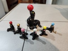 Vintage Ceramic Seal with Ball, Chain, and 6 Baby Seals with Balls