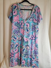 Lilly Pulitzer Women's Floral Print Dress with Pom Pom Trim - Size XXL