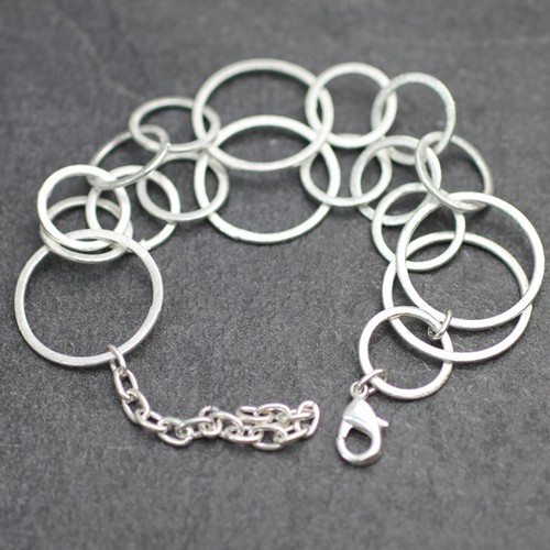 Armband aus satinierten Ringen, 925 Silber Beschichtung - Picture 9 of 12