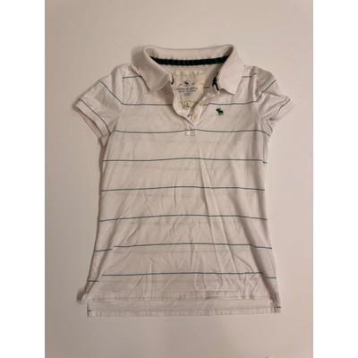 Abercrombie and Fitch 00's White/Green Striped Polo Size M Juniors