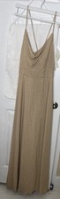 DB Studio Gown Formal Prom Sleeveless Strappy Glitter Gold Dress Size 12