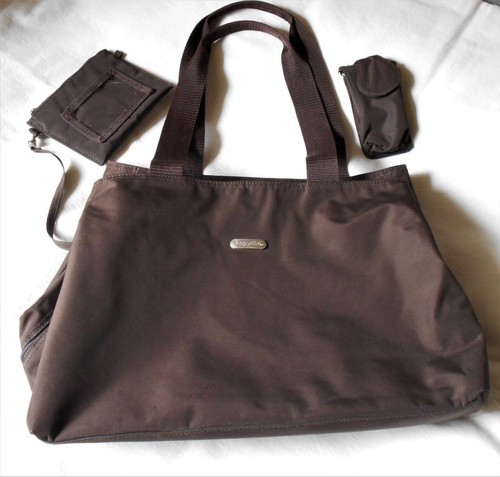 Vintage Baggallini Brown Nylon Travel Tote Organizer Bag - Picture 9 of 11