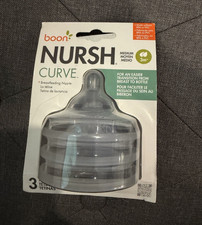 Boon Nursh Curve Wide Silicone Bottle Nipples Medium Flow 3m 3 Pack