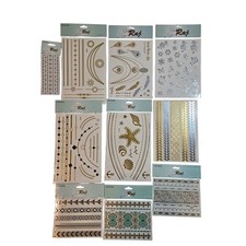 Raj Metallic Temporary Tattoos Gold Silver Body Art Flash Jewels Face Body