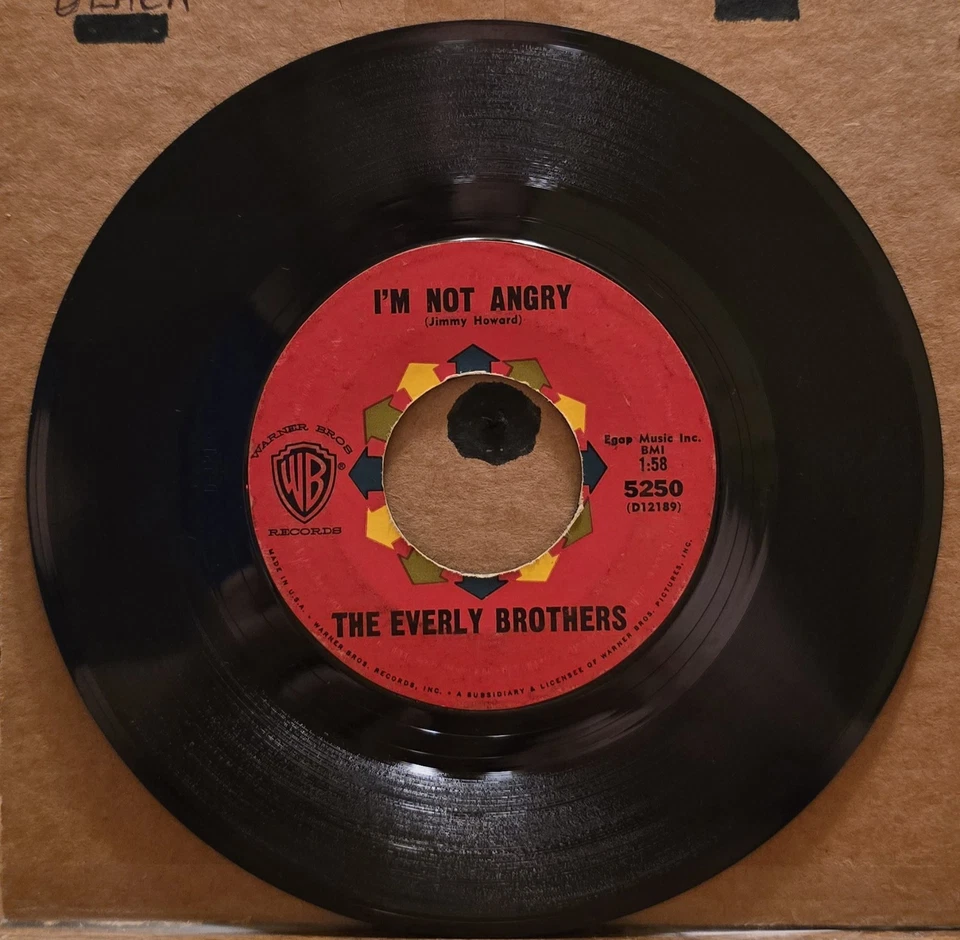 The Everly Brothers - Crying in the Rain/ I'm Not Angry - Vinyl Record 45 RPM 7" - Image 2 of 2